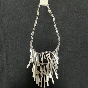 Andante boho chic fringe silver necklace